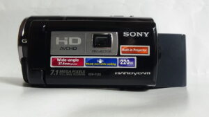 Filmadora sony hdr-pj50 com modo de gravação de longa duração (LP) para economizar espaço hdmi